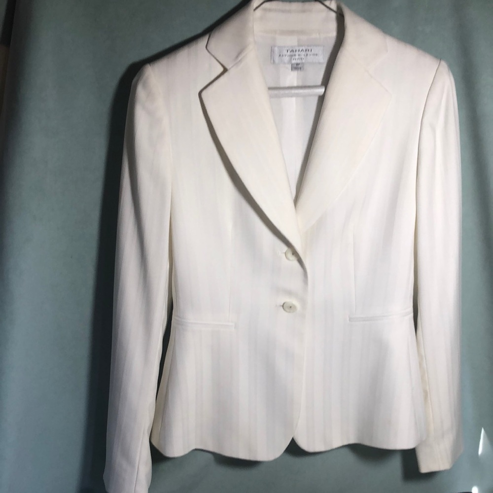 White on white striped suit by Arthur S Levine